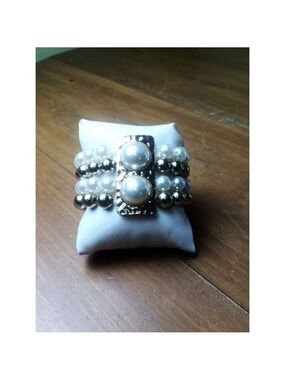 Bracelet White Gold Beads One Size
